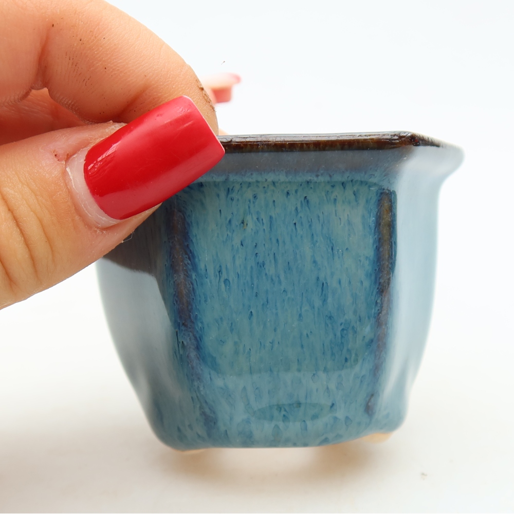 Keramik-Bonsai-Schale, 7 x 6,5 x 5 cm, Farbe: Blau