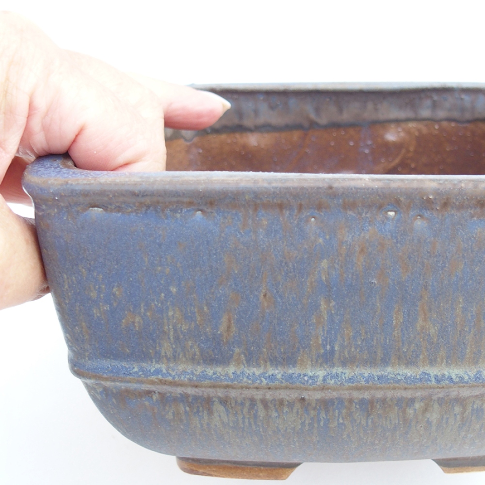 Bonsaischale aus Keramik 16 x 16 x 9 cm,  Farbe blau