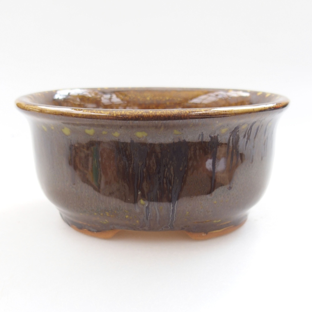 Keramik-Bonsaischale 12,5 x 10,5 x 5,5 cm, Farbe gelb