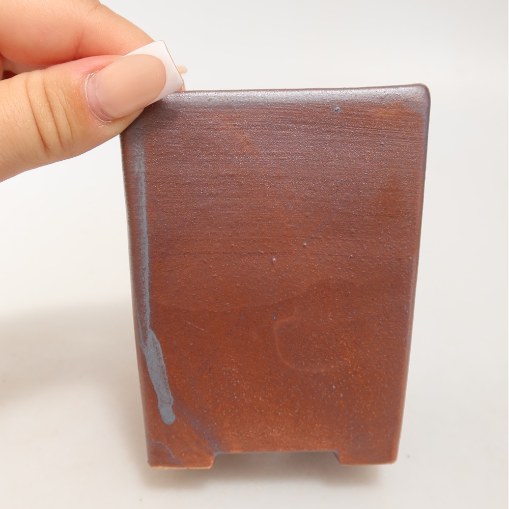 Bonsai-Schale aus Keramik, 7,5 x 7,5 x 9,5 cm, metallfarben
