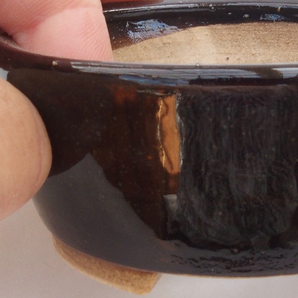 Bonsaischale aus Keramik 10,5 x 9 x 4 cm, Farbe Schwarz