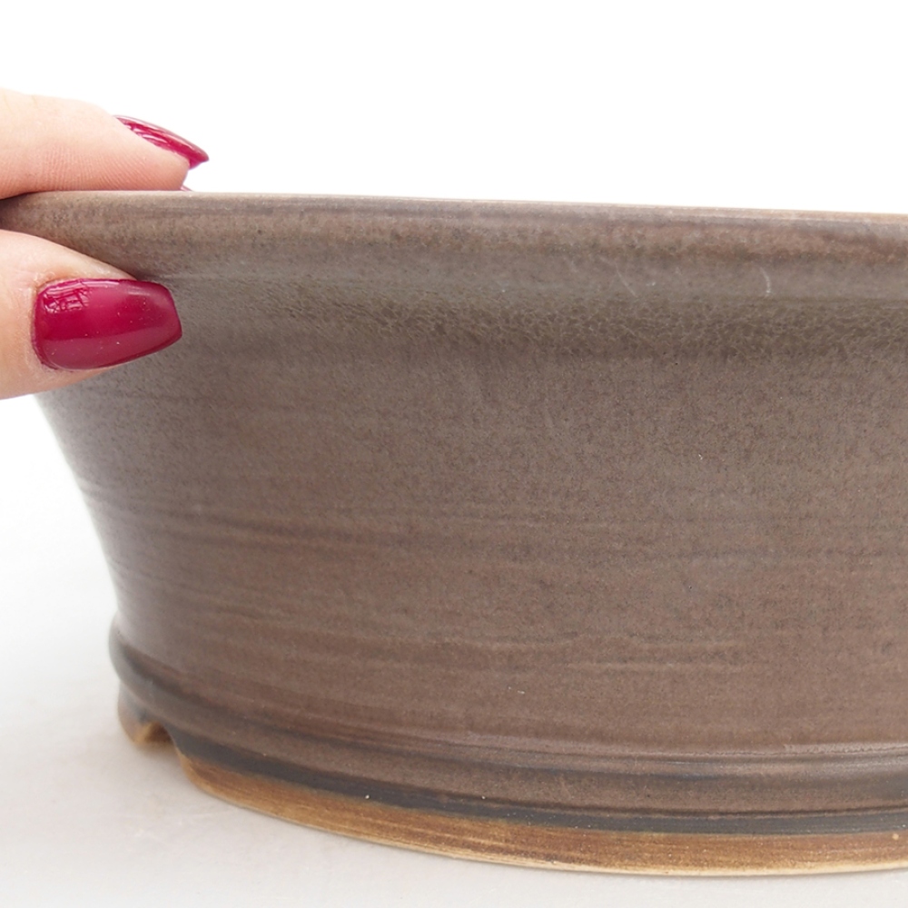 Keramik-Bonsaischale 24,5 x 28,5 x 8,5 cm, Farbe braun