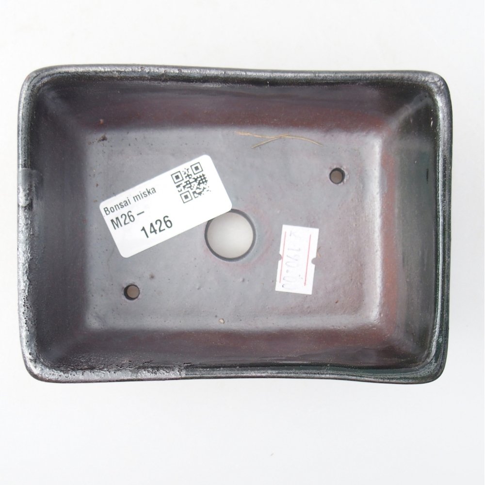 Bonsaischale aus Keramik 12 x 8,5 x 4,5 cm, metallisch grün