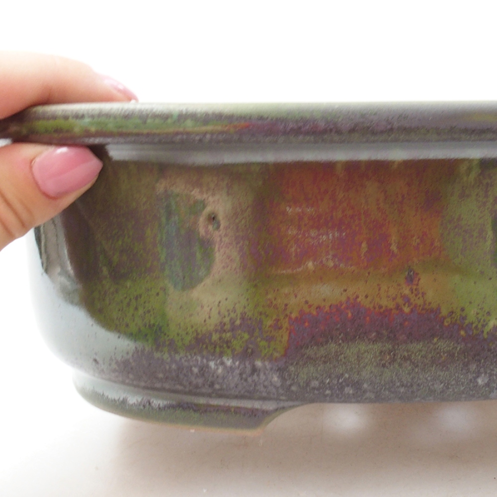 Keramik-Bonsaischale 25,5 x 22 x 8 cm, Farbe Grün