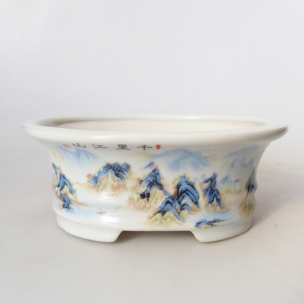 Keramik-Bonsaischale 14,5 x 11 x 4,5 cm, Farbe Weiß