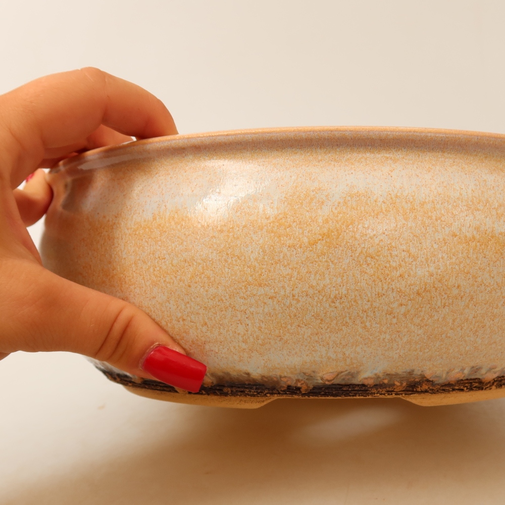 Keramik-Bonsai-Schale 24 x 24 x 9 cm, Farbe: Beige