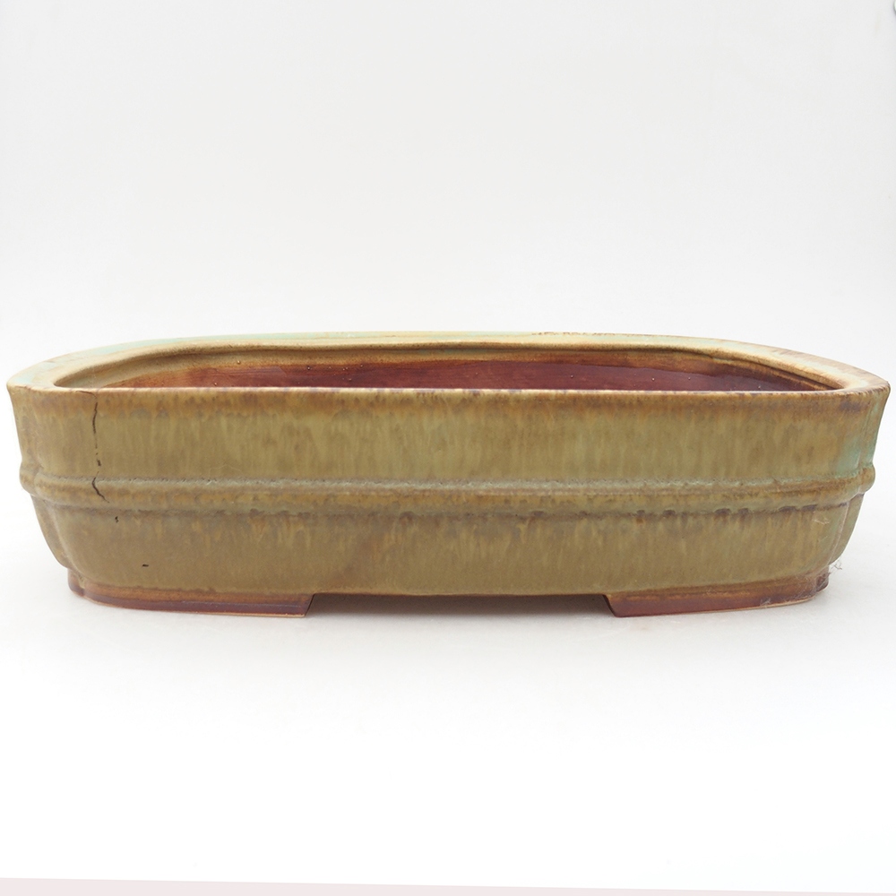 Keramik-Bonsaischale 29 x 23,5 x 7  cm, Farbe Grün