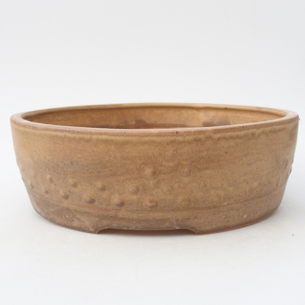 Bonsaischale aus Keramik 24,5 x 24,5 x 7 cm, Farbe beige