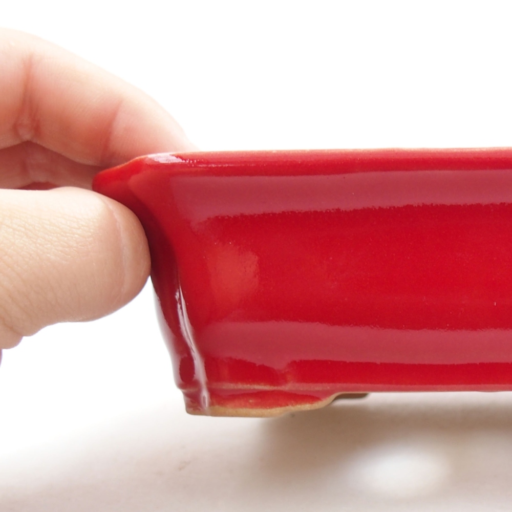 Keramik-Bonsaischale 13 x 10,5 x 4 cm, Farbe rot