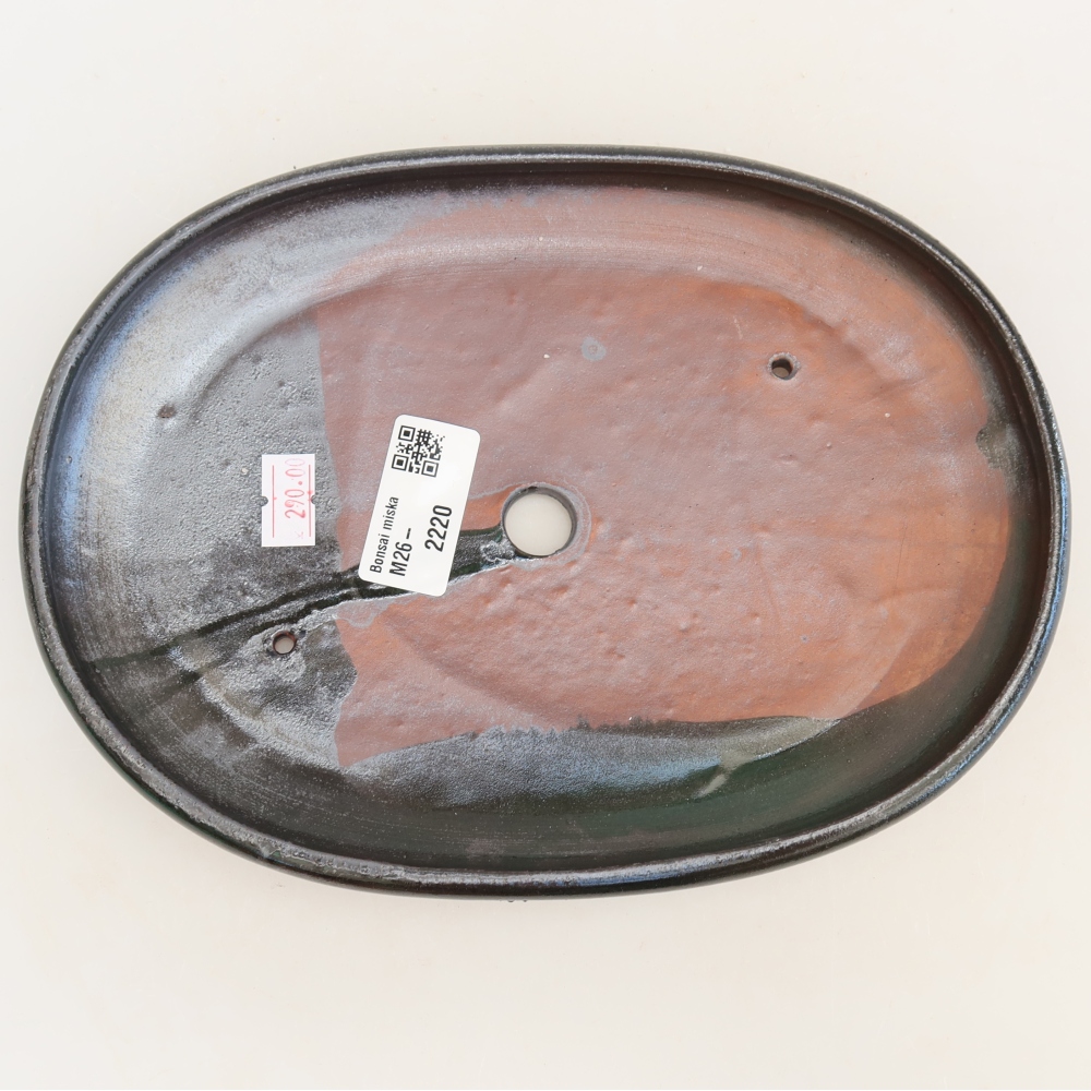 Keramik-Bonsai-Schale 22,5 x 16,5 x 3 cm, Farbe: metallisch-grün