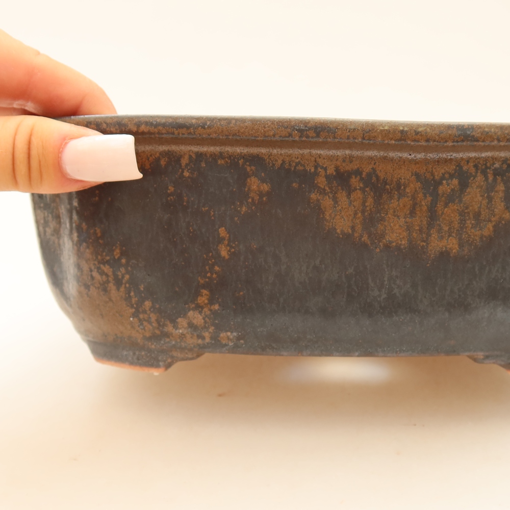 Keramik-Bonsai-Schale, 22,5 x 17,5 x 7,5 cm, Farbe: braun