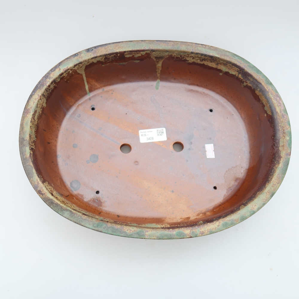 Keramik-Bonsai-Schale 36 x 28 x 8,5 cm, Farbe: braun-grün