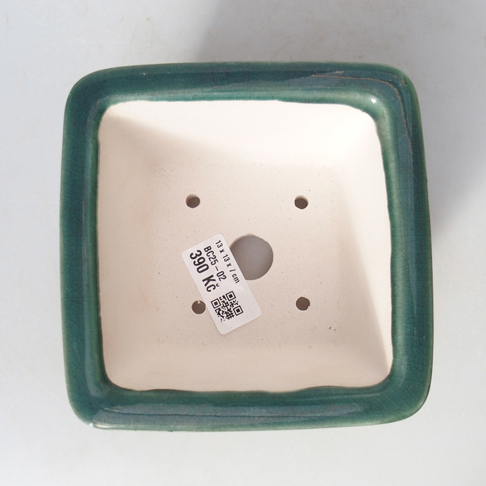 Keramik-Bonsaischale 13 x 13 x 7 cm, Farbe Grün