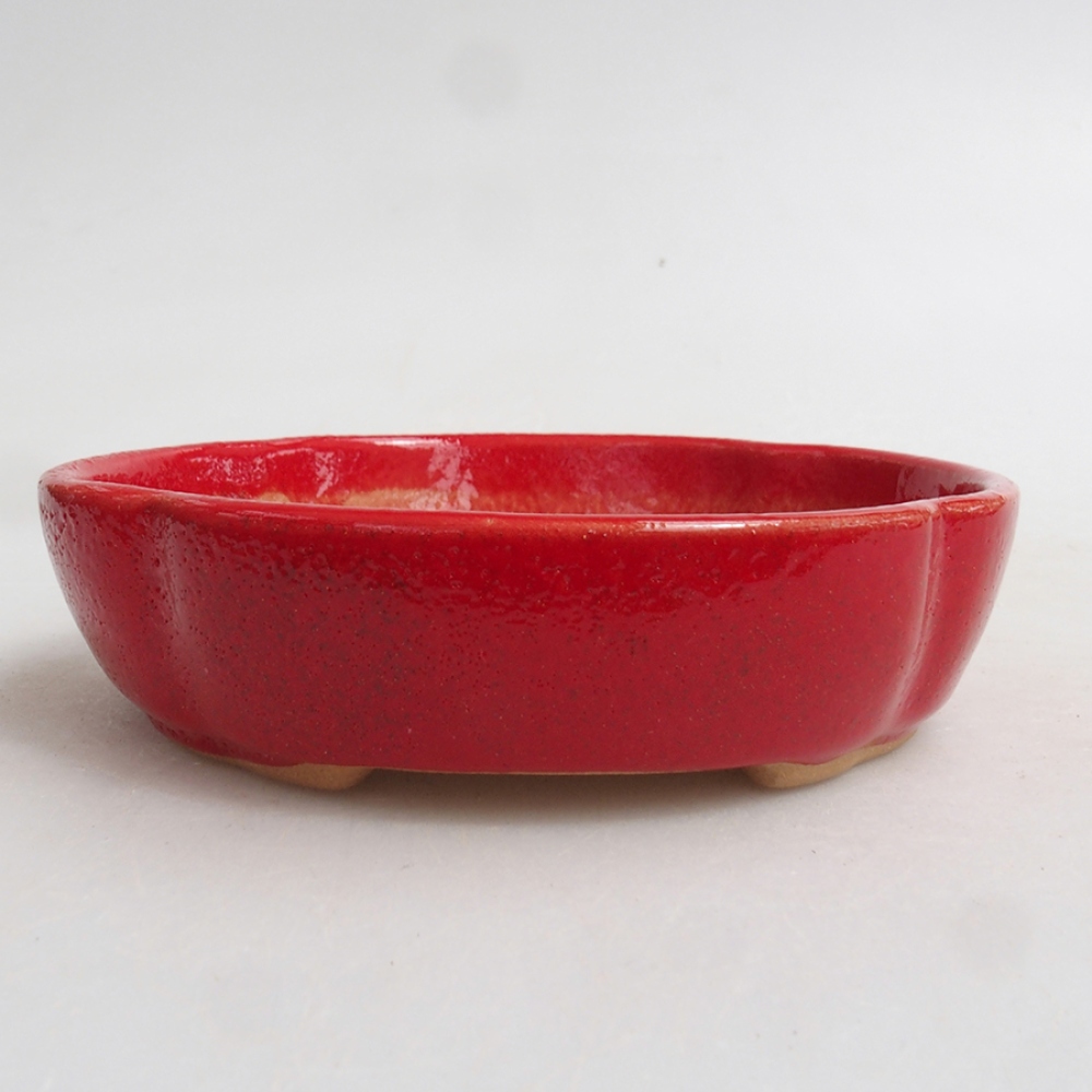 Keramik-Bonsaischale 11 x 11 x 3 cm, Farbe Rot