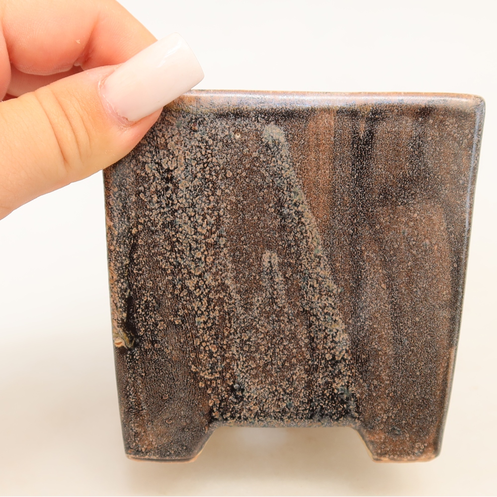 Keramik-Bonsai-Schale 8,5 x 8,5 x 9 cm, Farbe: braun