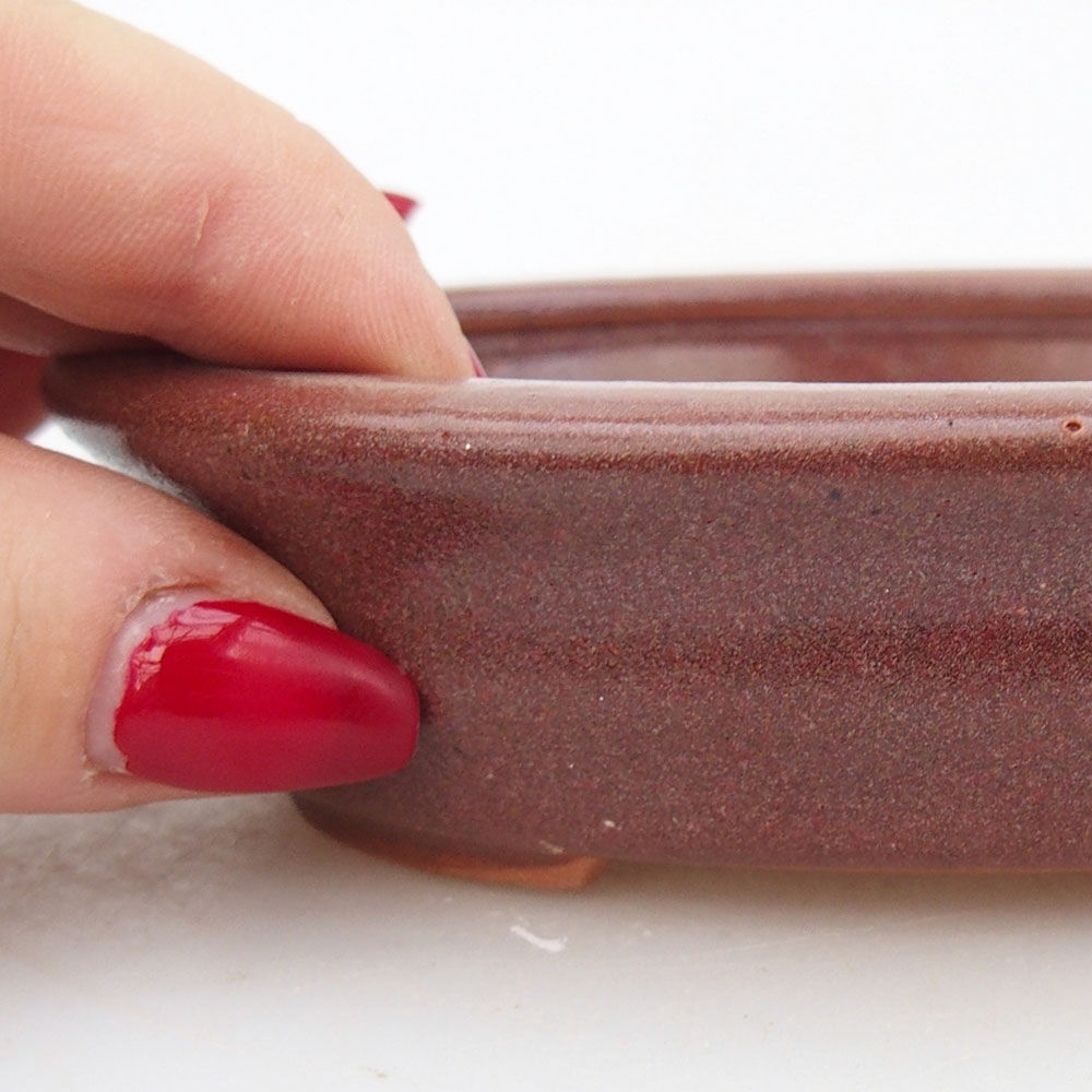 Bonsaischale aus Keramik 12 x 10 x 3 cm, bordeauxrot