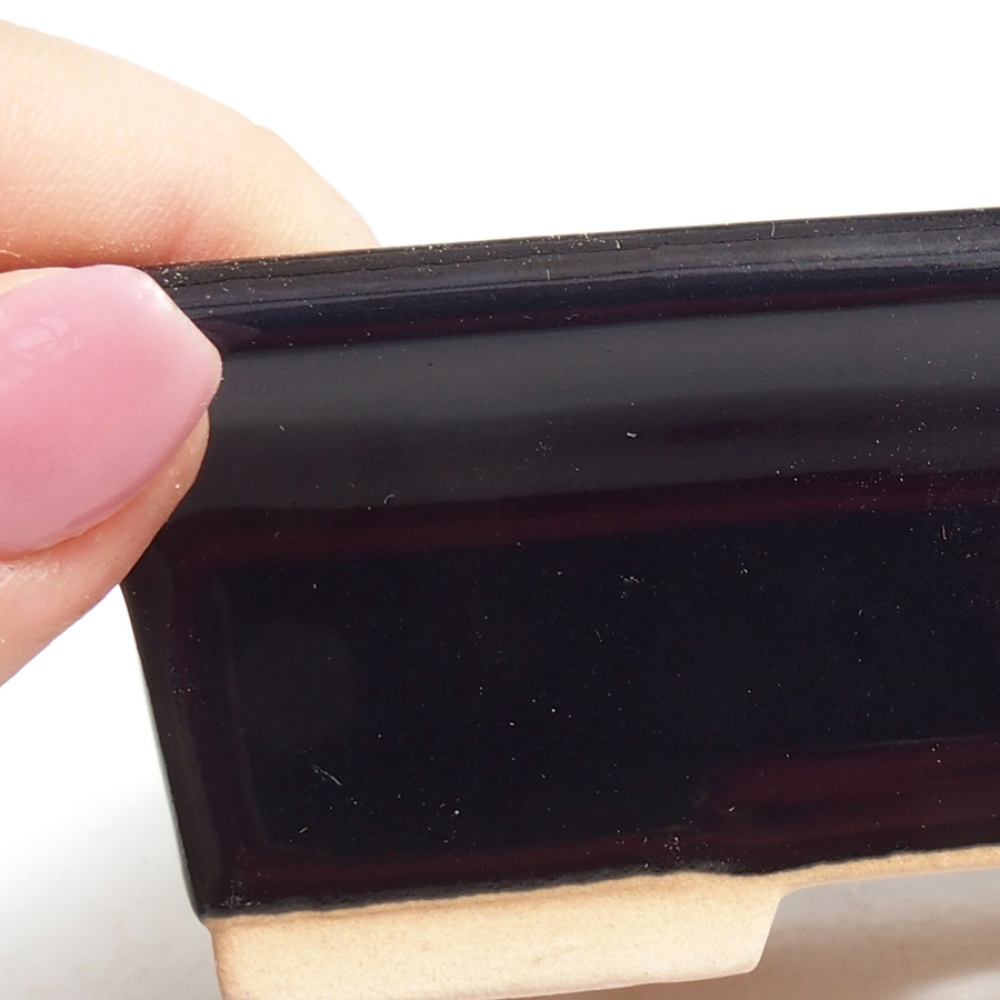 Keramik-Bonsaischale 13 x 10 x 4 cm, Farbe Schwarz