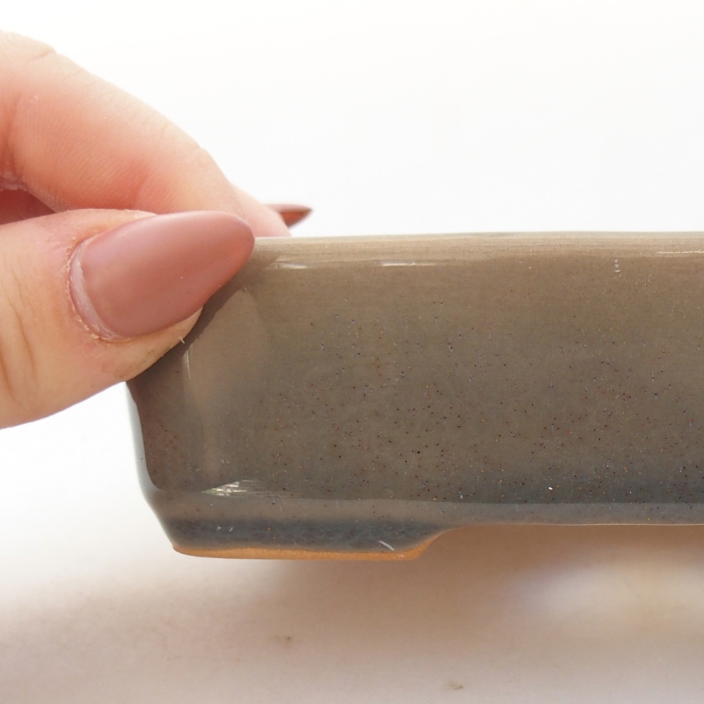 Bonsaischale aus Keramik 13 x 9,5 x 3,5 cm, grau