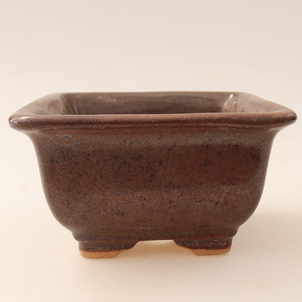 Keramik-Bonsai-Schale, 9,5 x 9,5 x 5,5 cm, Farbe: braun