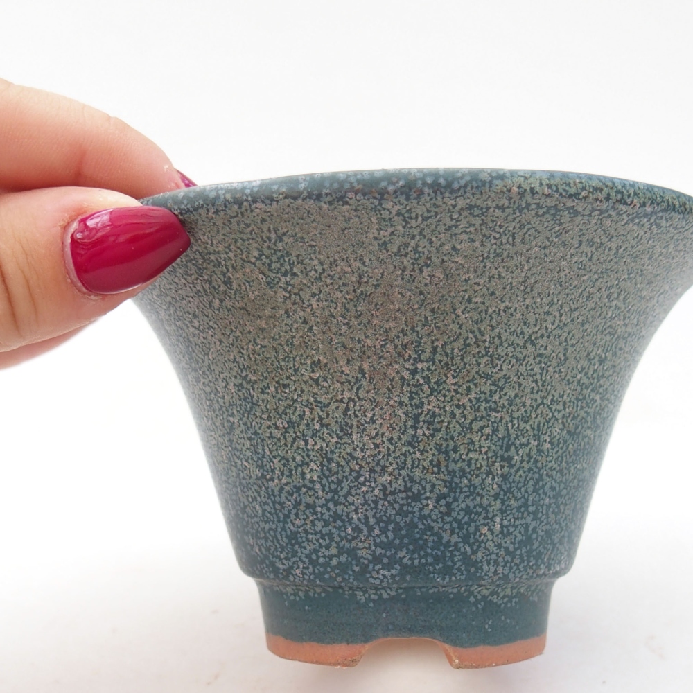 Keramik-Bonsaischale 10,5 x 10,5 x 6,5 cm, Farbe blau