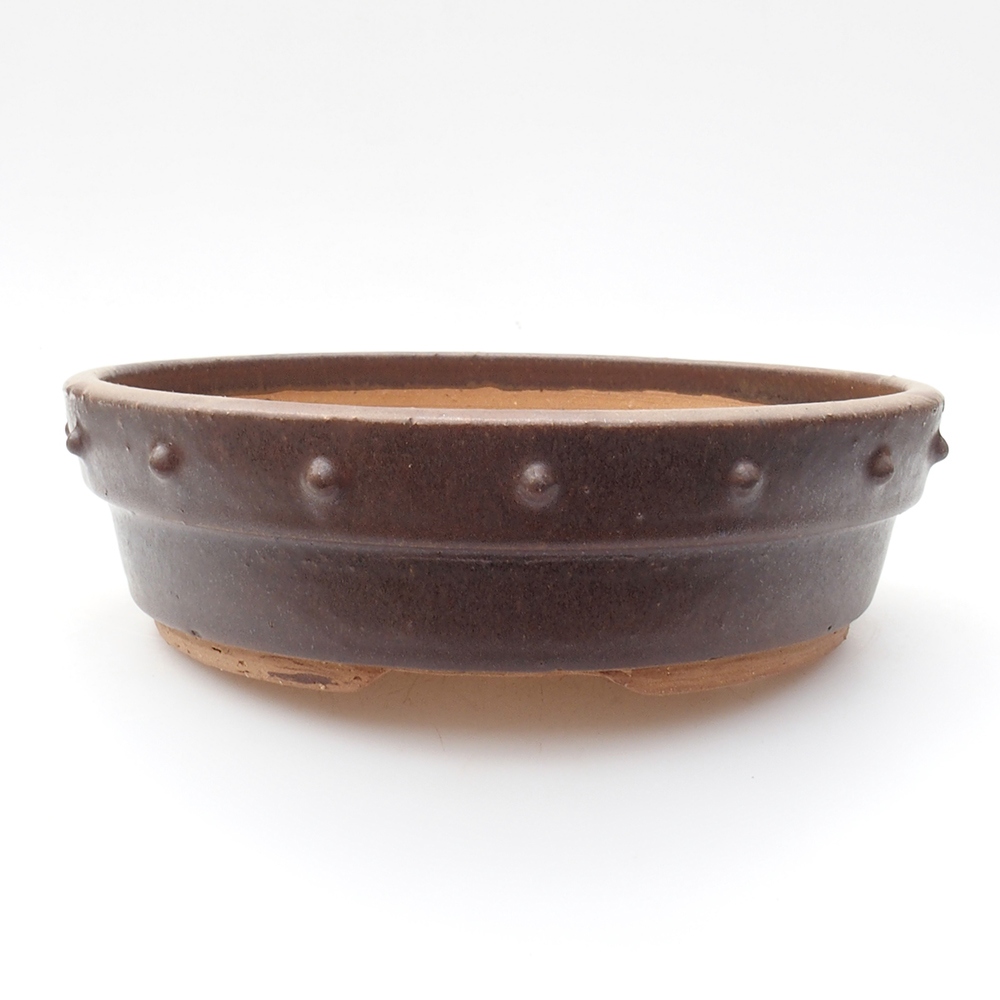 Bonsaischale aus Keramik 20,5 x 20,5 x 5,5 cm, braune Farbe