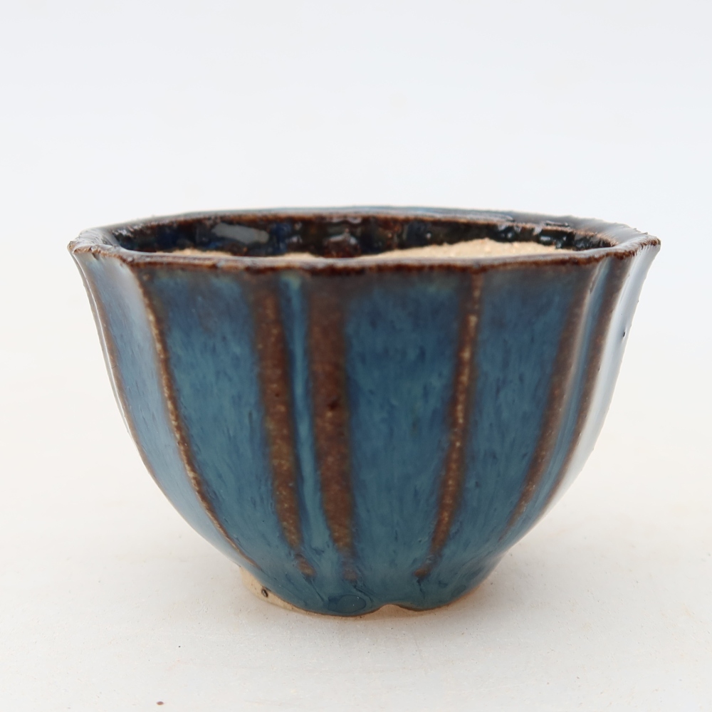 Keramik-Bonsai-Schale, 5,5 × 5,5 × 3,5 cm, Farbe: Blau