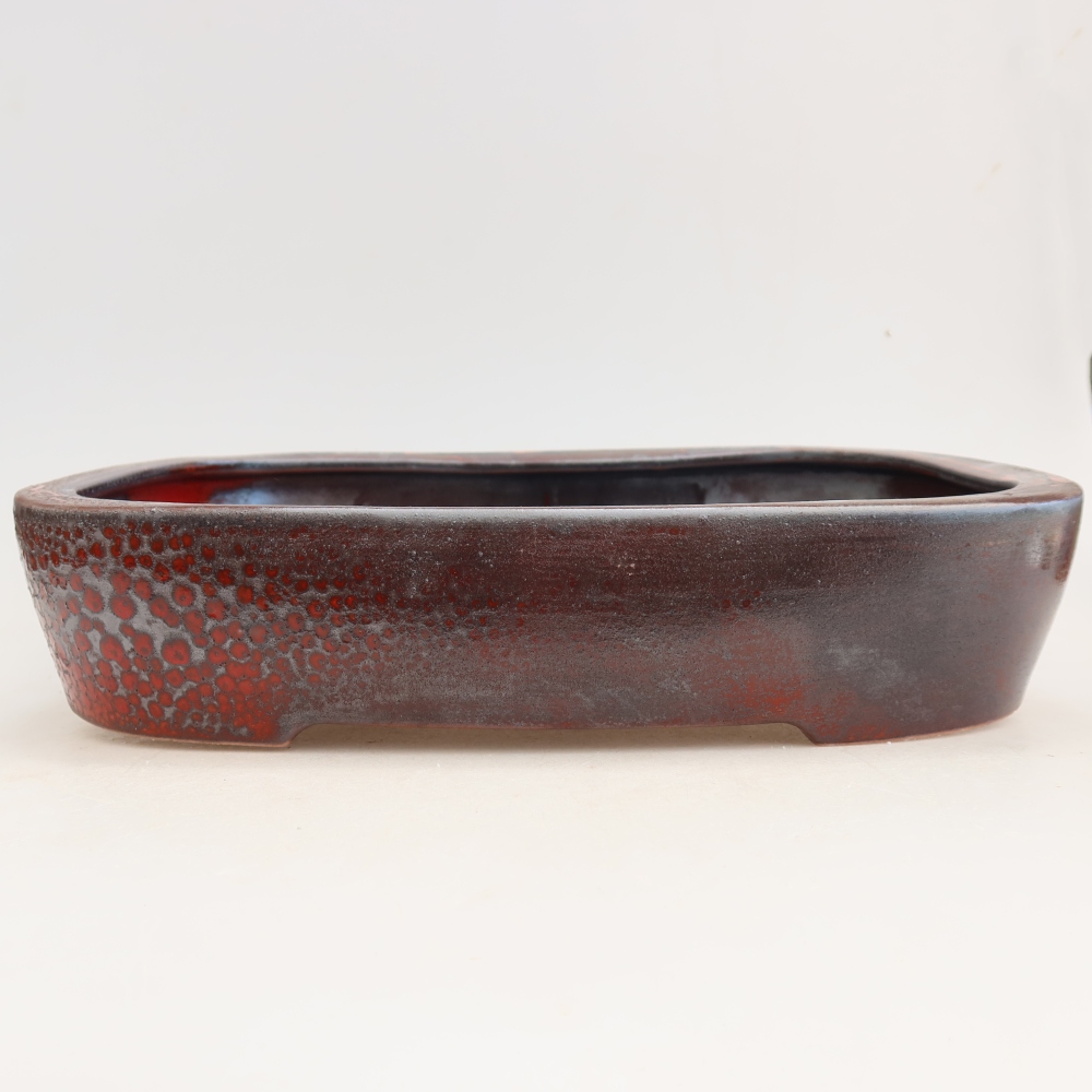 Keramik-Bonsai-Schale 32 x 24,5 x 6,5 cm, Farbe: metallisch-rot