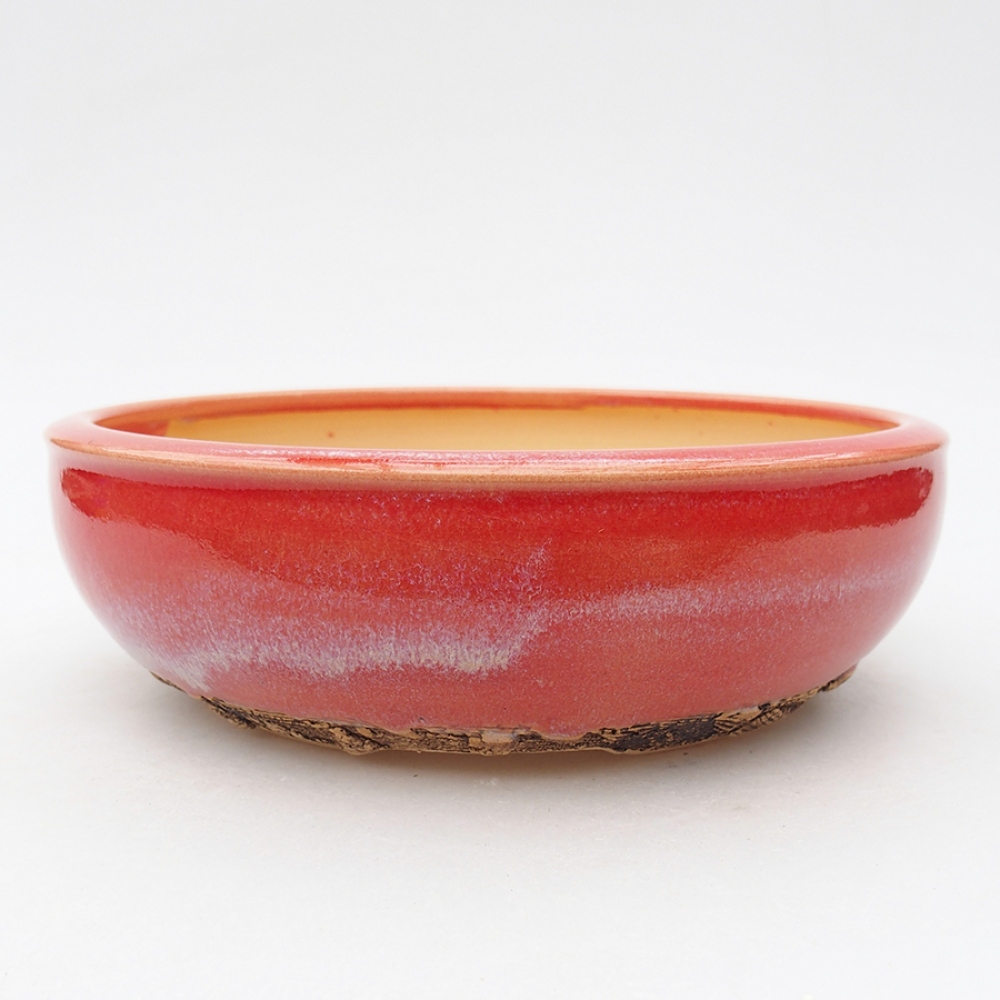 Keramik-Bonsaischale 18,5 x 18,5 x 5,5 cm, Farbe Rot