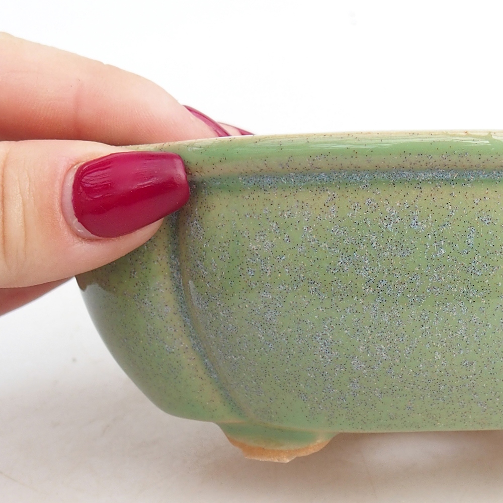 Bonsaischale aus Keramik 12,5 x 10,5 x 5 cm, Farbe grün