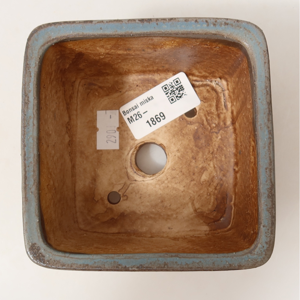 Keramik-Bonsai-Schale, 10,5 × 10,5 × 7 cm, Farbe: Blau