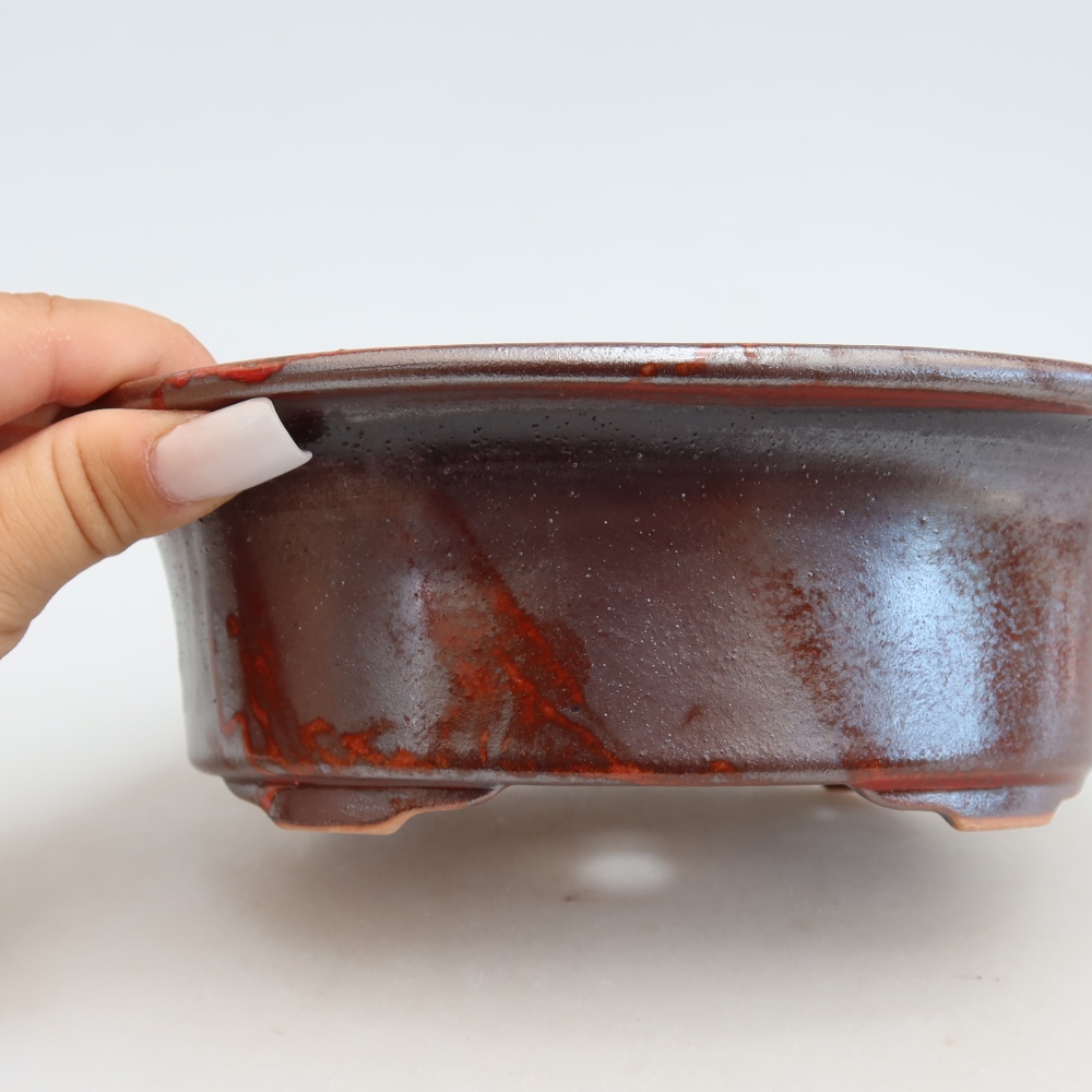Keramik-Bonsai-Schale 19,5 x 15,5 x 6,5 cm, metallfarben