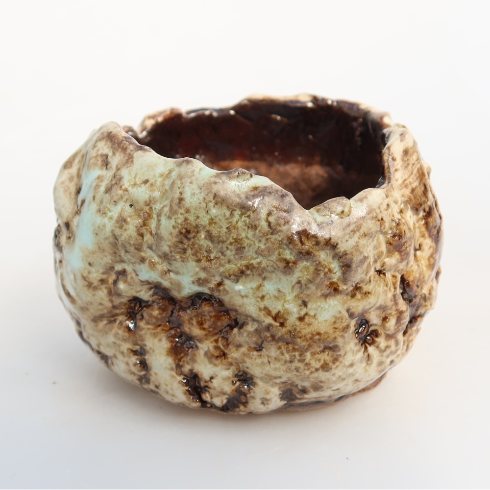 Keramikschale  7,5 x 7 x 5,5 cm, Farbe: weiß-braun