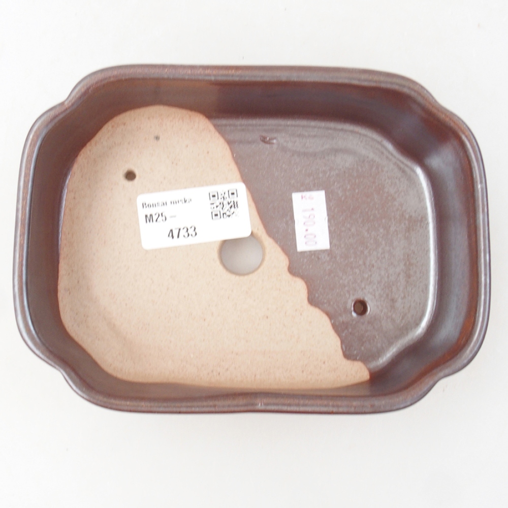 Keramik-Bonsaischale 15 x 11,5 x 4,5 cm, Farbe braun