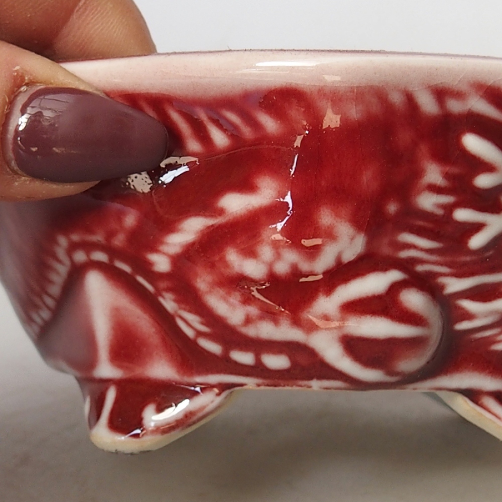 Keramik-Bonsaischale 11 x 10 x 5 cm, Farbe Rot