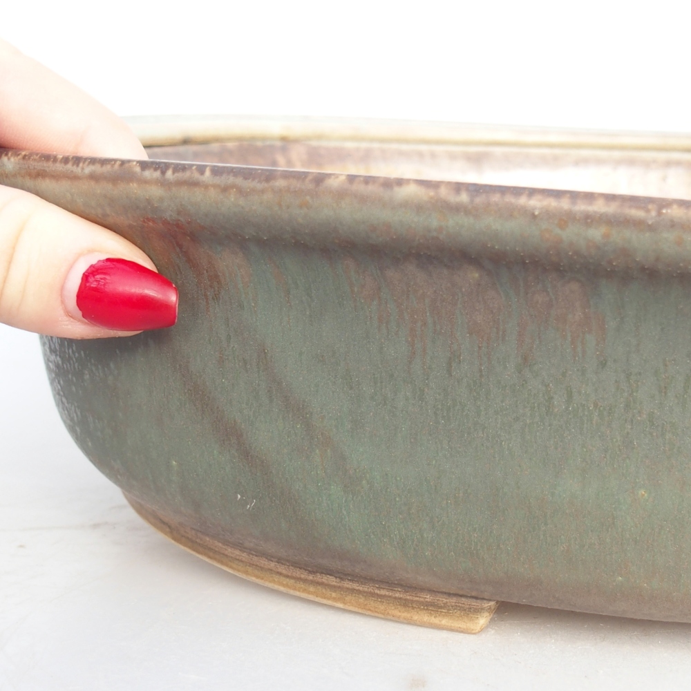 Bonsaischale aus Keramik 32,5 x 28,5 x 7,5 cm, grün