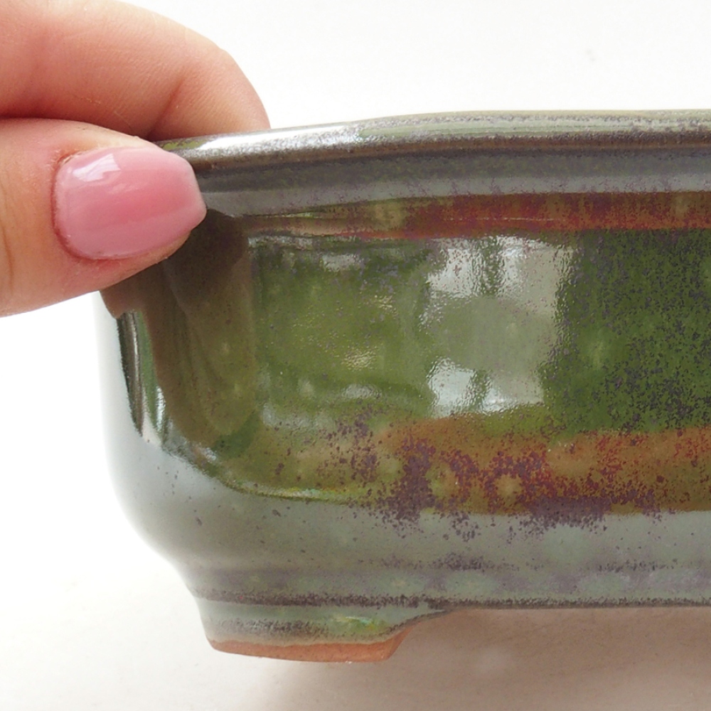 Keramik-Bonsaischale 15,5 x 12 x 5,5 cm, Farbe Grün