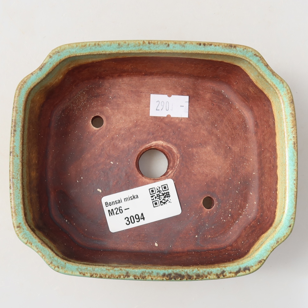 Keramik-Bonsai-Schale, 13,5 x 11,5 x 4 cm, Farbe: grün
