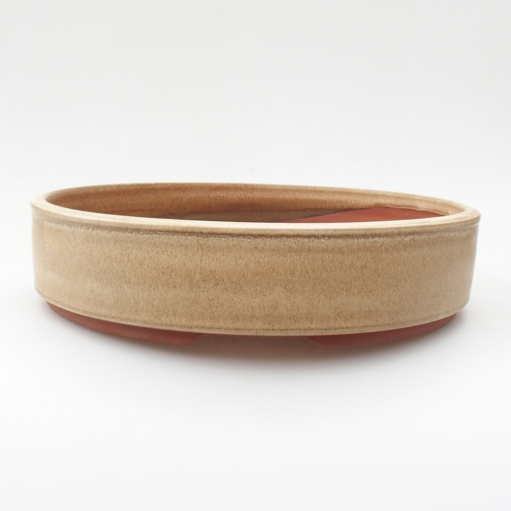 Keramik-Bonsaischale 25 x 25 x 6 cm, Farbe Beige