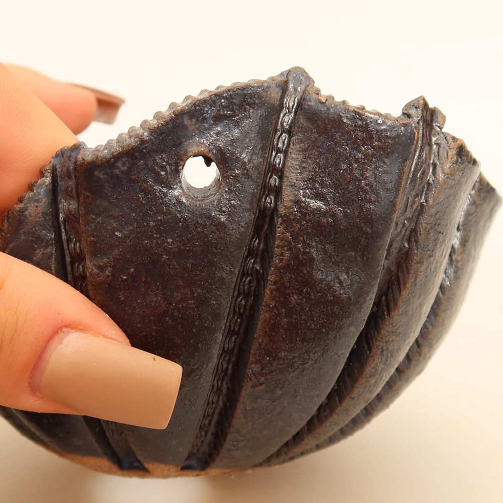 Keramikschale für Kokedama, 10,5 x 10 x 7 cm, Farbe: Blau
