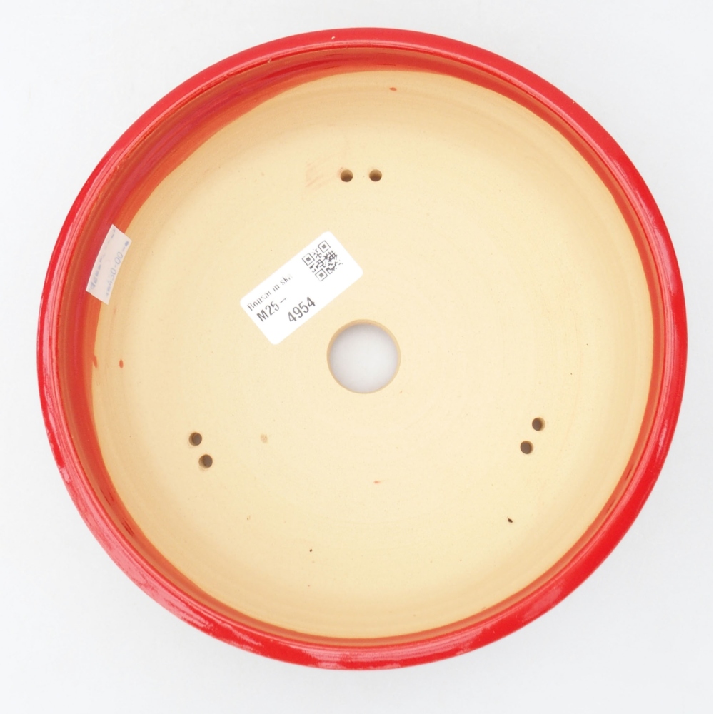 Keramik-Bonsaischale 19,5 x 19,5 x 6 cm, Farbe Rot