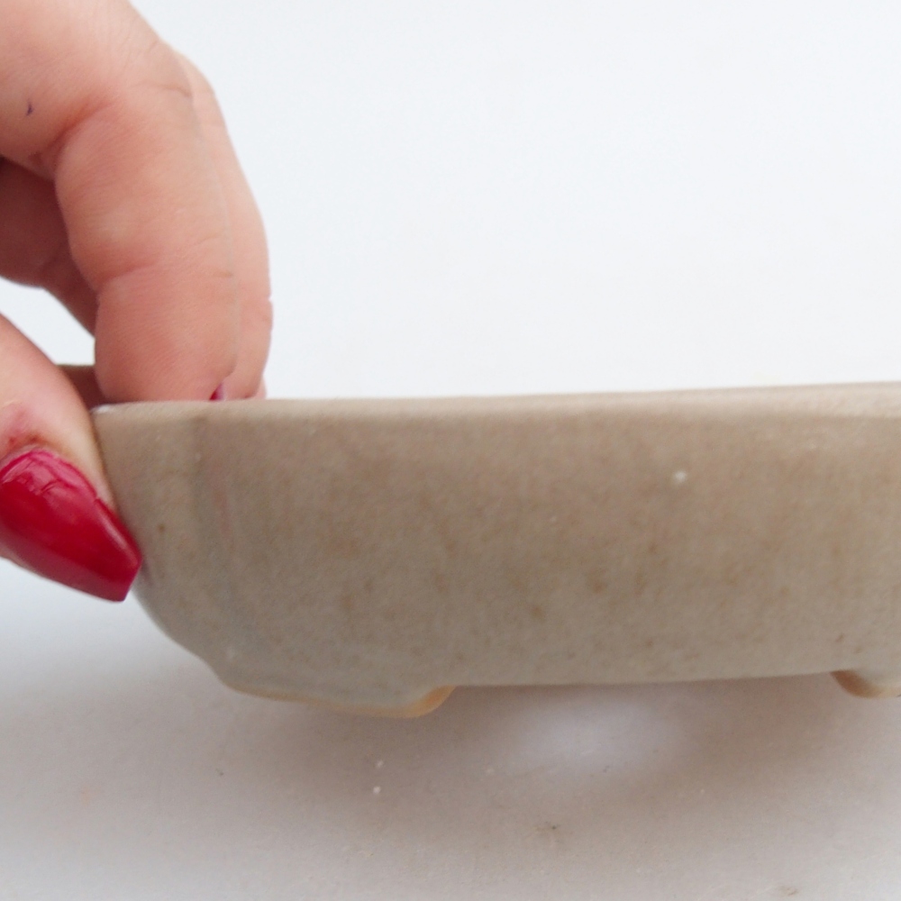 Bonsaischale aus Keramik 11 x 11 x 3 cm, Farbe beige