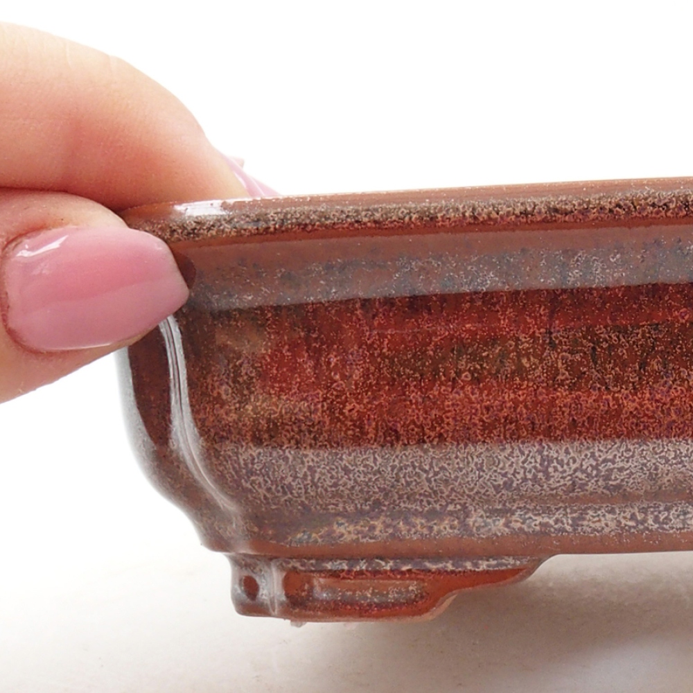 Keramik-Bonsaischale 14 x 11 x 4 cm, Farbe braun