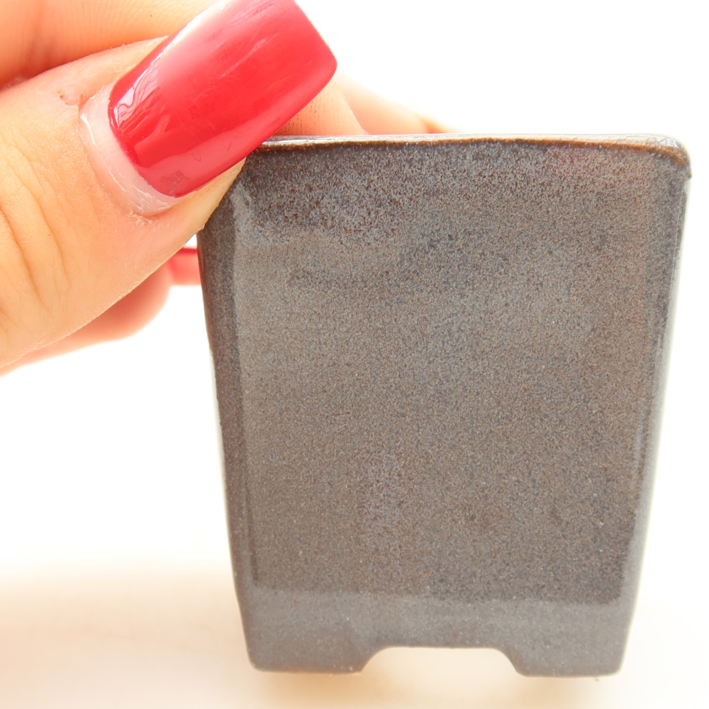 Keramik-Bonsai-Schale, 4,5 x 4,5 x 5 cm, Farbe: Grau