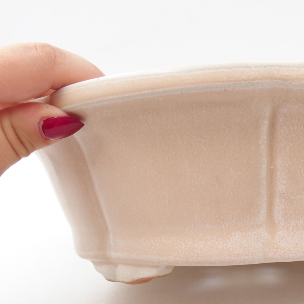 Keramik-Bonsaischale 26 x 26 x 8 cm, Farbe Beige