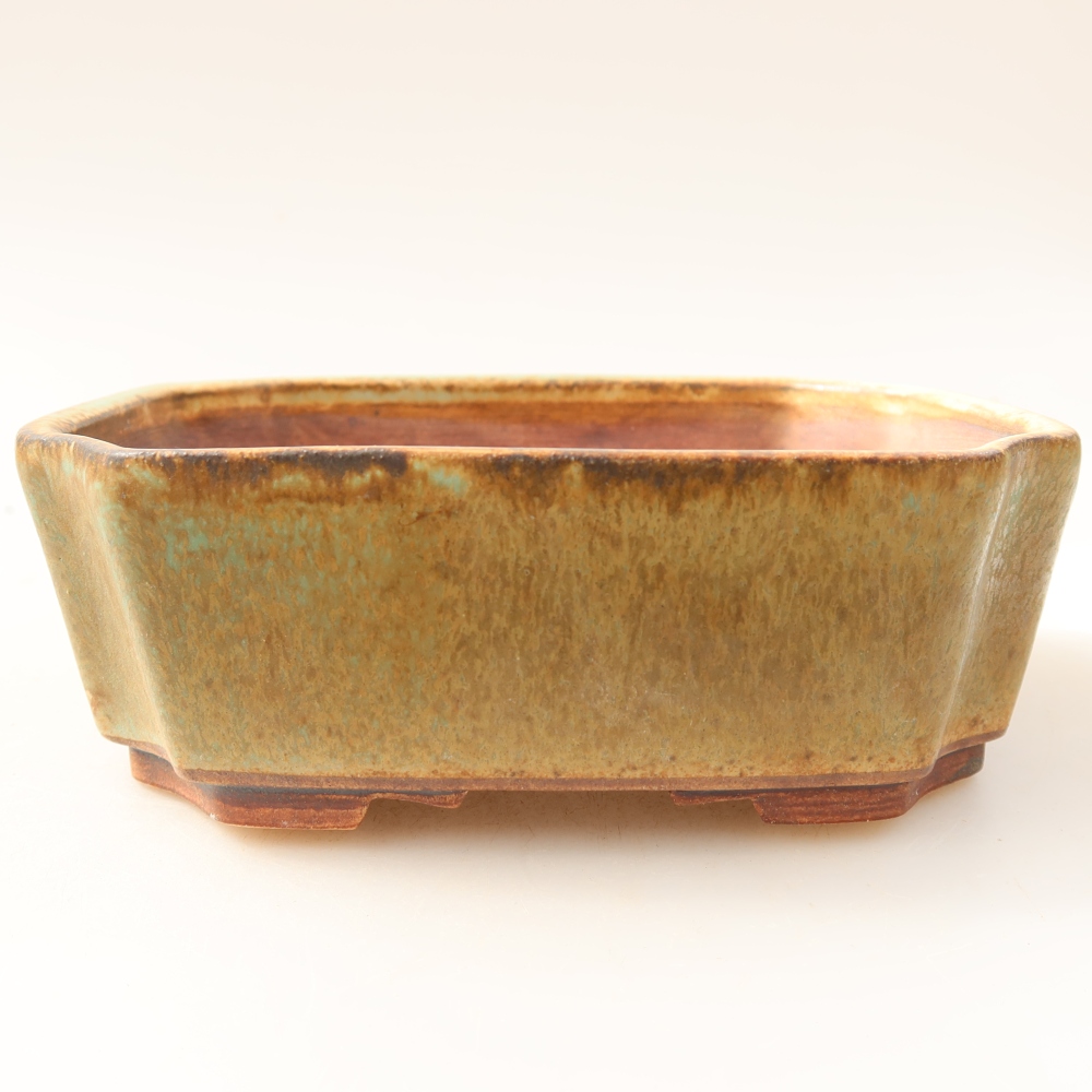 Keramik-Bonsai-Schale, 14 x 11,5 x 4,5 cm, Farbe: grün