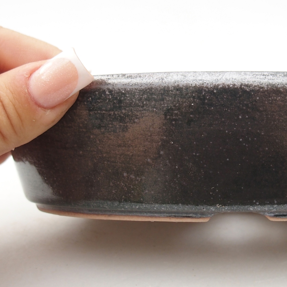 Bonsaischale aus Keramik 16,5 x 11,5 x 4,5 cm, metallfarben