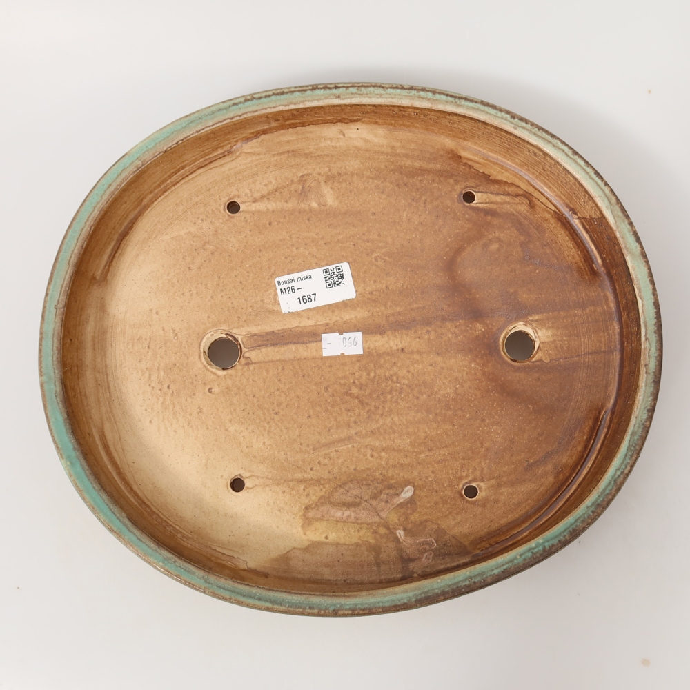 Keramik-Bonsai-Schale 30,5 x 26,5 x 4 cm, Farbe: grün
