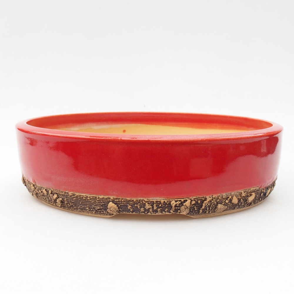 Keramik-Bonsaischale 21,5 x 21,5 x 5 cm, Farbe Rot