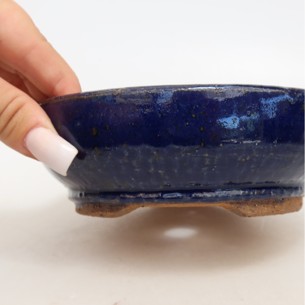 Keramik-Bonsai-Schale, 14,5 × 14,5 × 4,5 cm, Farbe: Blau
