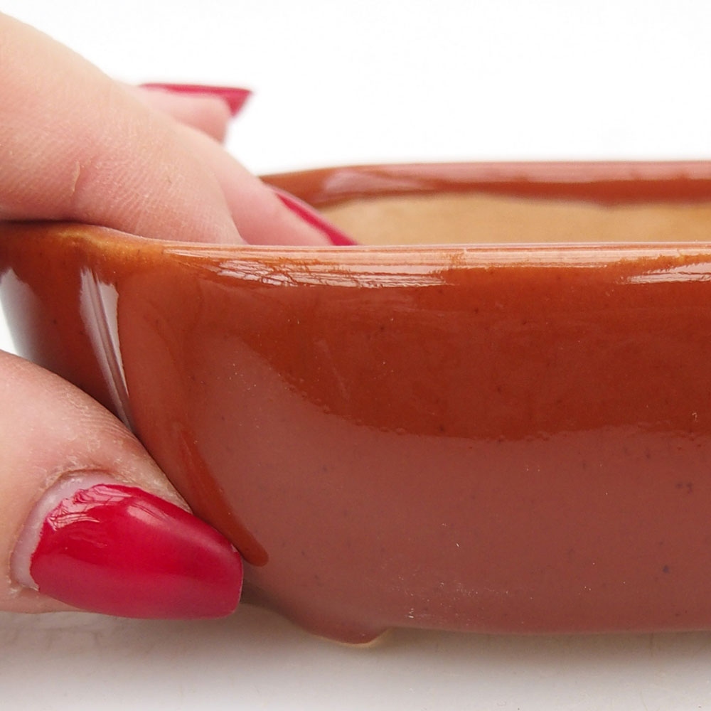 Bonsaischale aus Keramik 10,5 x 8,5 x 3,5 cm, braun